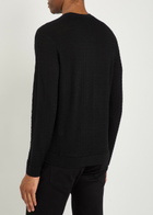 Emporio Armani Logo-weave Fine-knit Wool Jumper Black