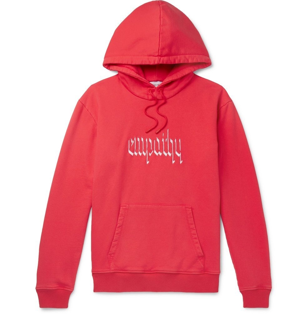 Photo: Resort Corps - Embroidered Loopback Cotton-Jersey Hoodie - Red