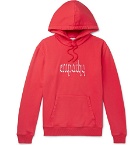 Resort Corps - Embroidered Loopback Cotton-Jersey Hoodie - Red