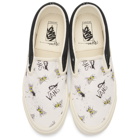Vans White and Black Ralph Steadman Edition Bee OG Classic Slip-On Sneakers