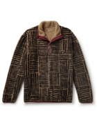 KAPITAL - Hacksaw Printed Fleece Half-Placket Sweatshirt - Brown