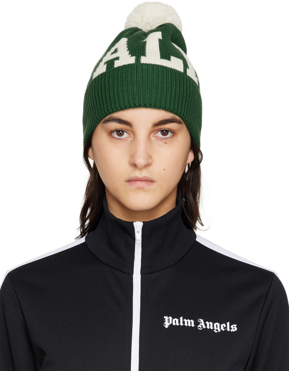 Palm Angels Green Pom Pom Beanie
