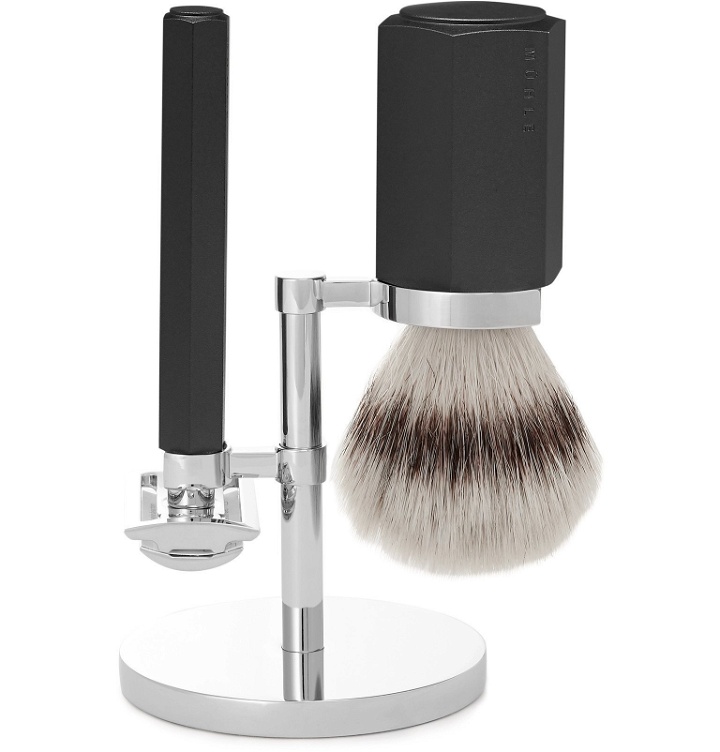 Photo: Mühle - Hexagon Chrome-Plated and Graphite Three-Piece Safety Shaving Set - Colorless