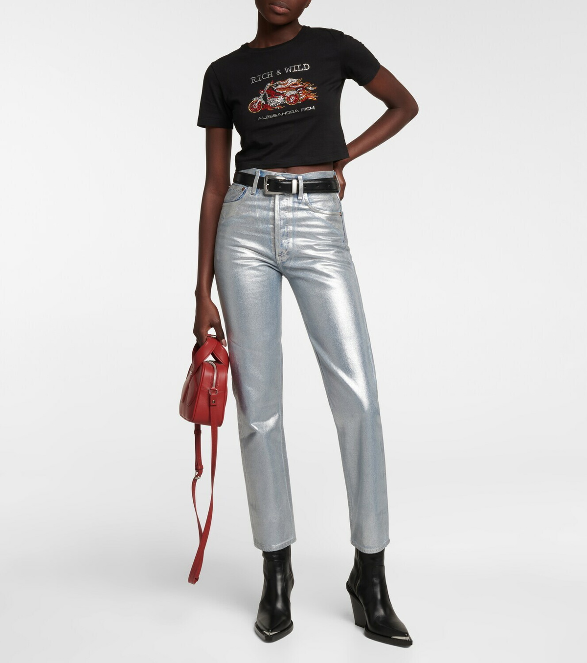 Agolde Metallic high rise straight jeans