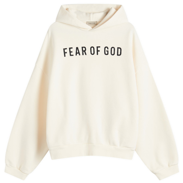 Photo: Fear of God Men's Text Logo Hoodie in Cream