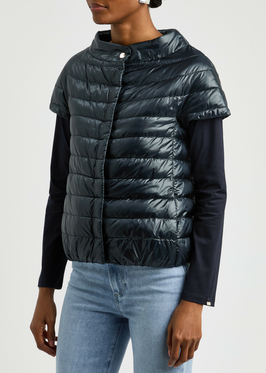 Herno Quilted Shell Gilet Navy
