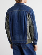 Sacai - Distressed Shell-Trimmed Denim Jacket - Blue