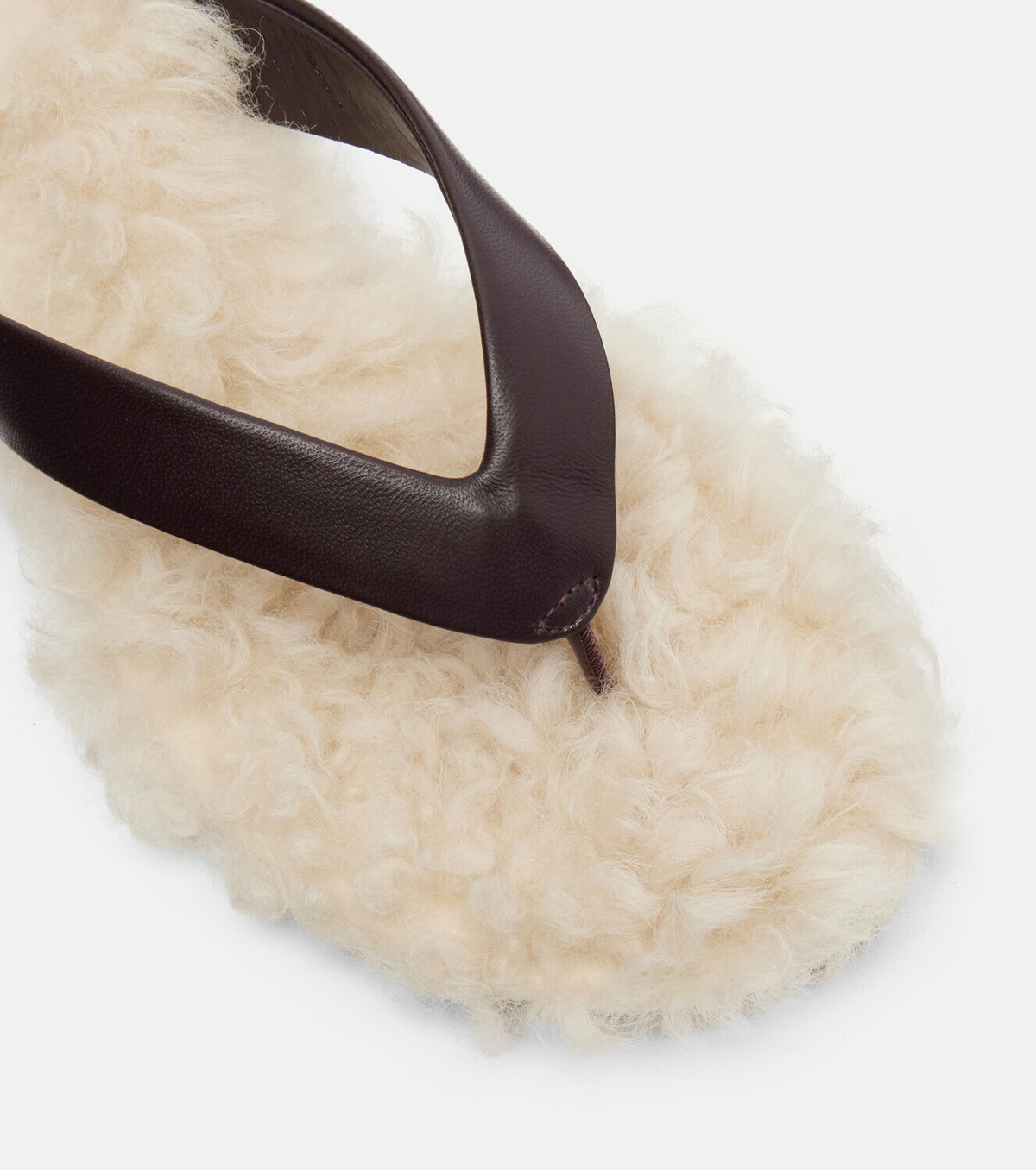 Le Monde Béryl Shearling-trimmed leather thong sandals