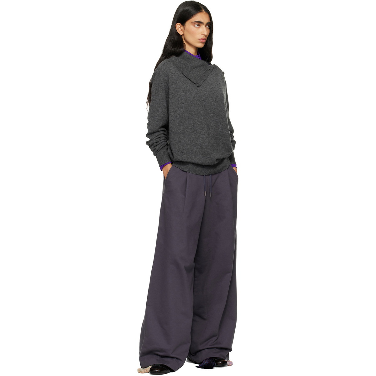 Dries Van Noten Gray Loose Cashmere Turtleneck
