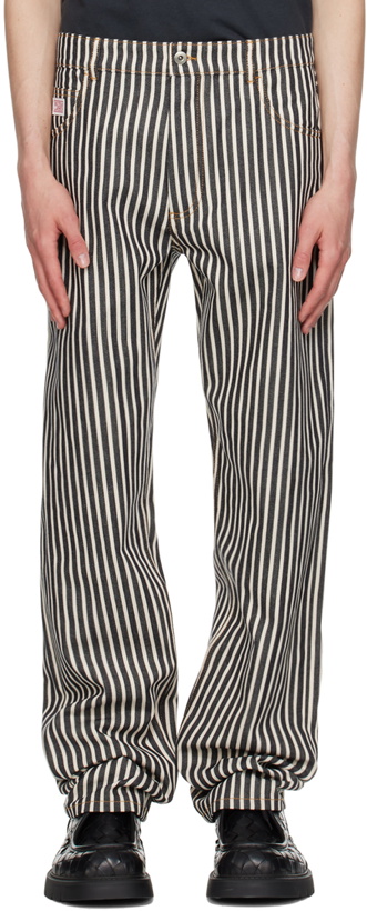 Photo: Bottega Veneta Navy & Off-White Striped Trousers