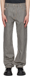 Bottega Veneta Navy & Off-White Striped Trousers