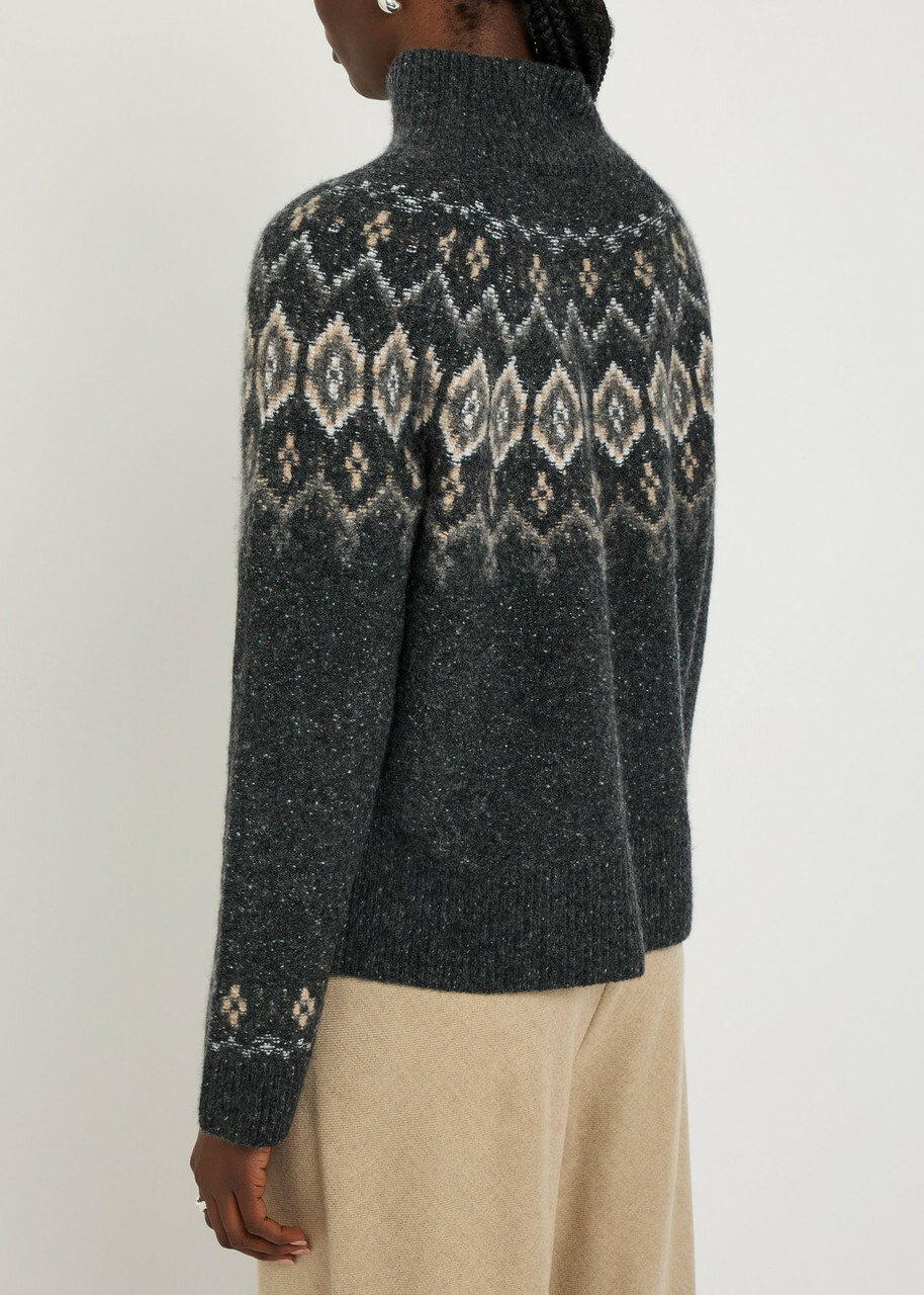 Vince Fair Isle Cashmere Jumper Grey