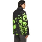 Psychworld Black and Green Skull Logo Puffer Jacket