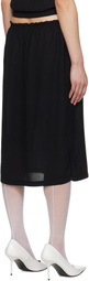 Ashley Williams Black Smocked-Waist Midi Skirt
