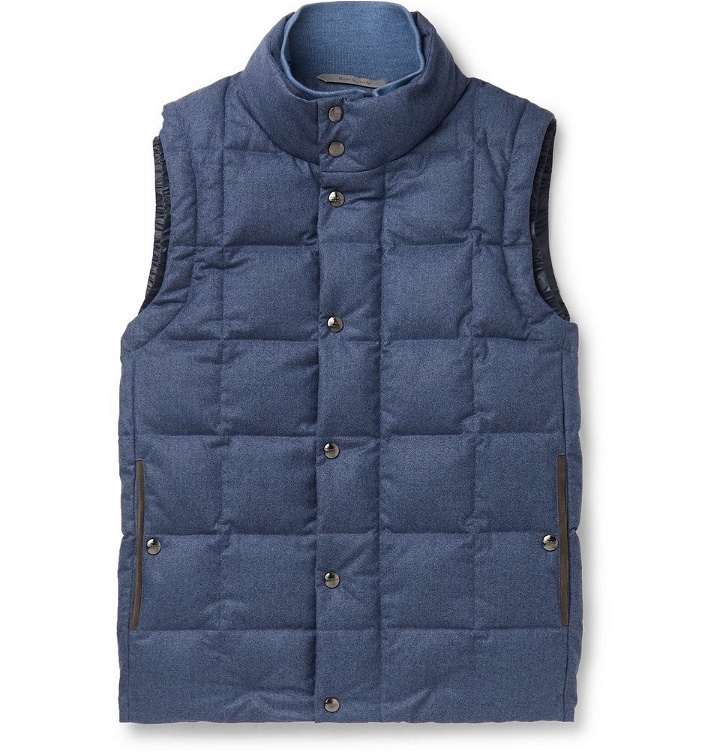 Photo: Canali - Quilted Super 120s Wool Down Gilet - Blue