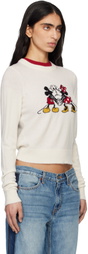 Re/Done White Cashmere 'Mickey Mouse' Sweater