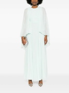 Huishan Zhang Green Plissé Cape Gown