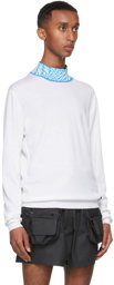 Fendi White & Blue FF Vertigo Collar Turtleneck