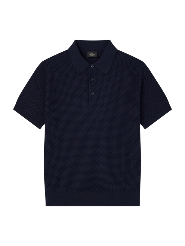 Photo: Brioni - Cotton, Silk and Cashmere-Blend Polo Shirt - Blue