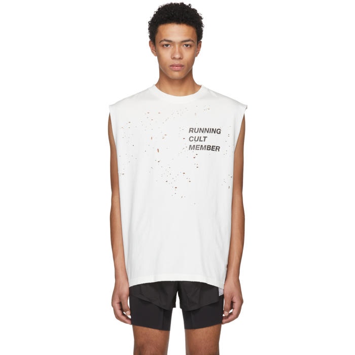Photo: Satisfy Off-White Possessed Cult Moth-Eaten Muscle Tank Top