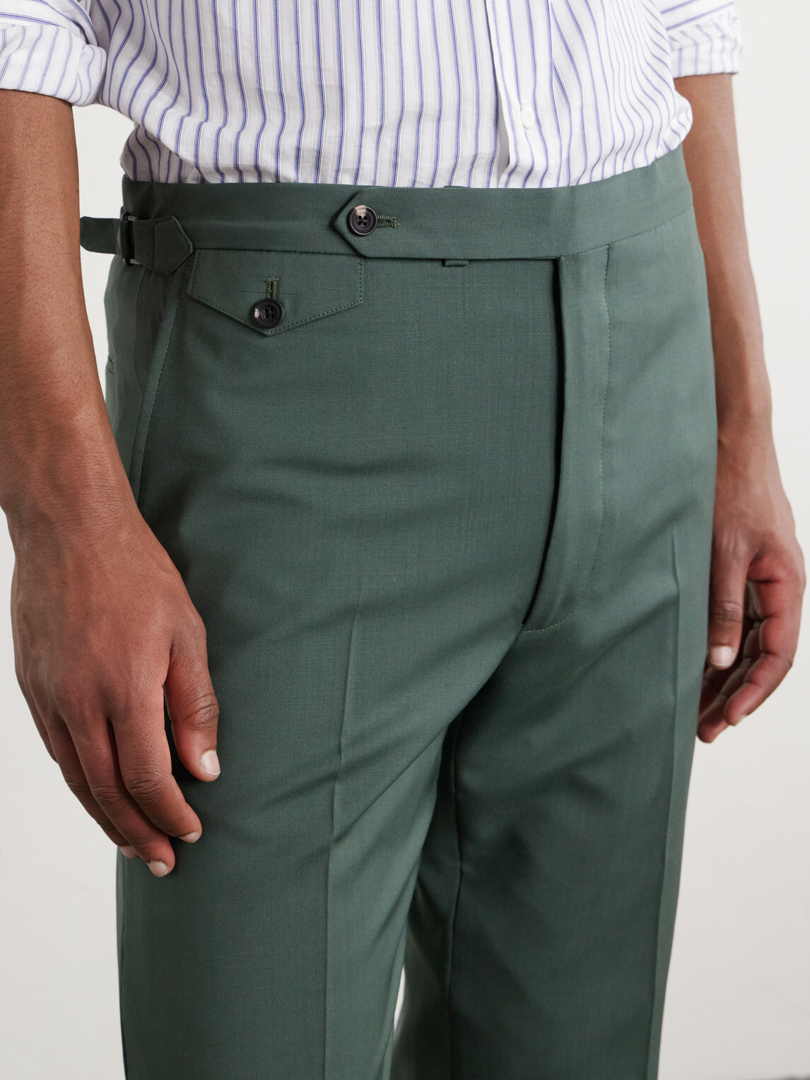 J. Mueser - Waverly Straight-Leg Cotton and Linen-Blend Twill Suit Trousers - Green
