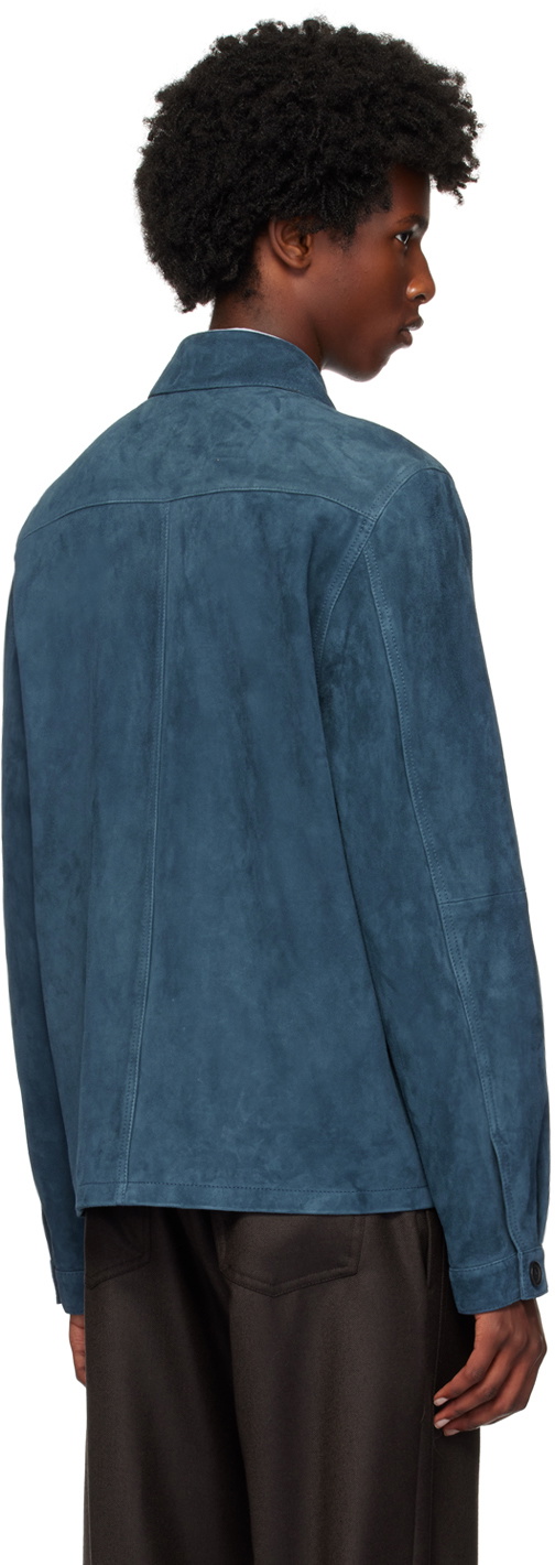 PS by Paul Smith Navy Zip Leather Jacket