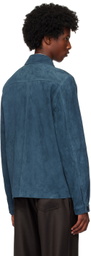 PS by Paul Smith Navy Zip Leather Jacket