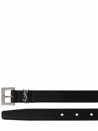 SAINT LAURENT - 2cm Ysl Textured Leather Belt