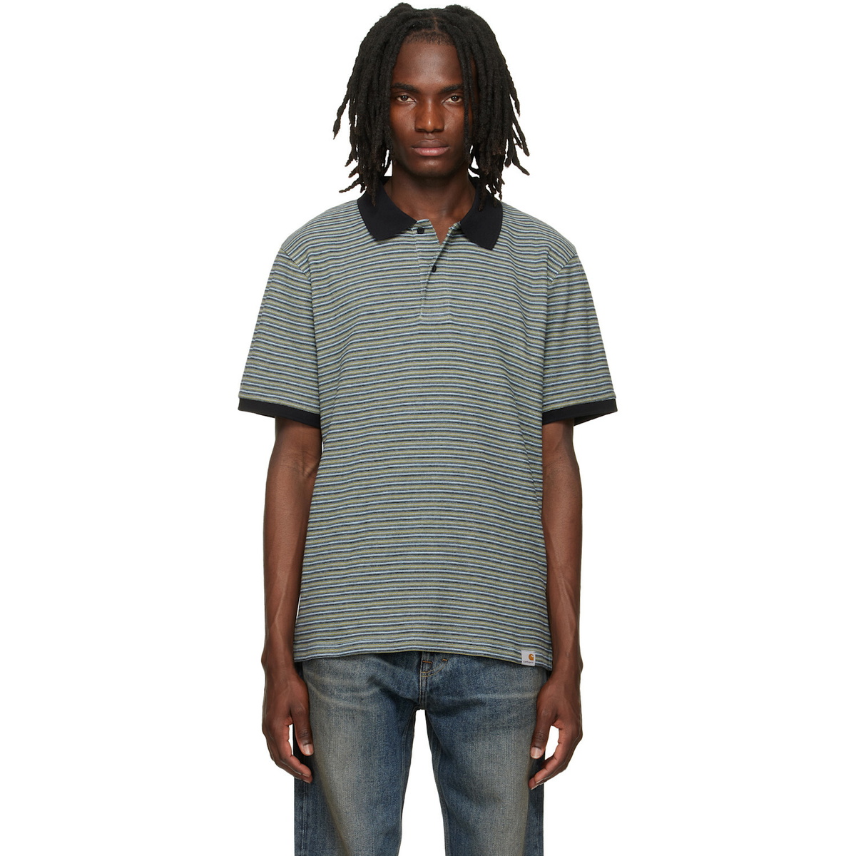 Carhartt Work In Progress Navy & Green Dion Polo