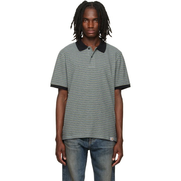 Photo: Carhartt Work In Progress Navy & Green Dion Polo