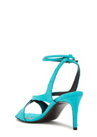 Khaite Liria 75 Cross-over Ostrich Leather Sandals Light Blue