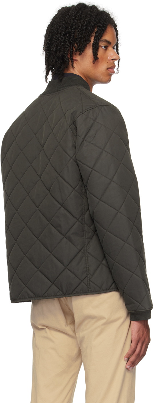 RRL Black Quilted Bomber Jacket