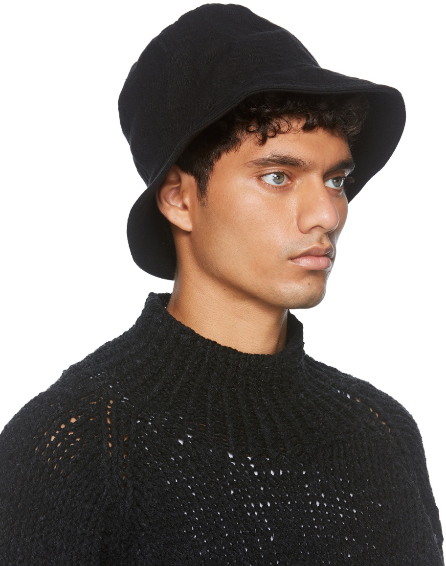 Jan-Jan Van Essche Black Linen Cloth Bucket Hat Jan-Jan Van Essche