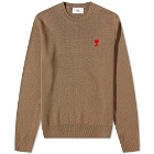 AMI Men's Small A Heart Crew Knit in Taupe
