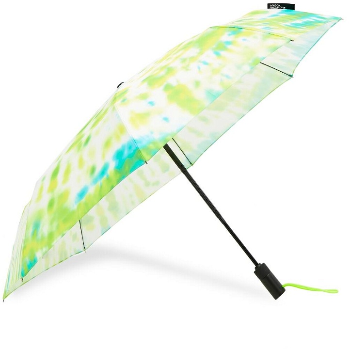Photo: London Undercover Neon Tie-Dye Auto-Compact Umbrella in Yellow/Green Tie Dye