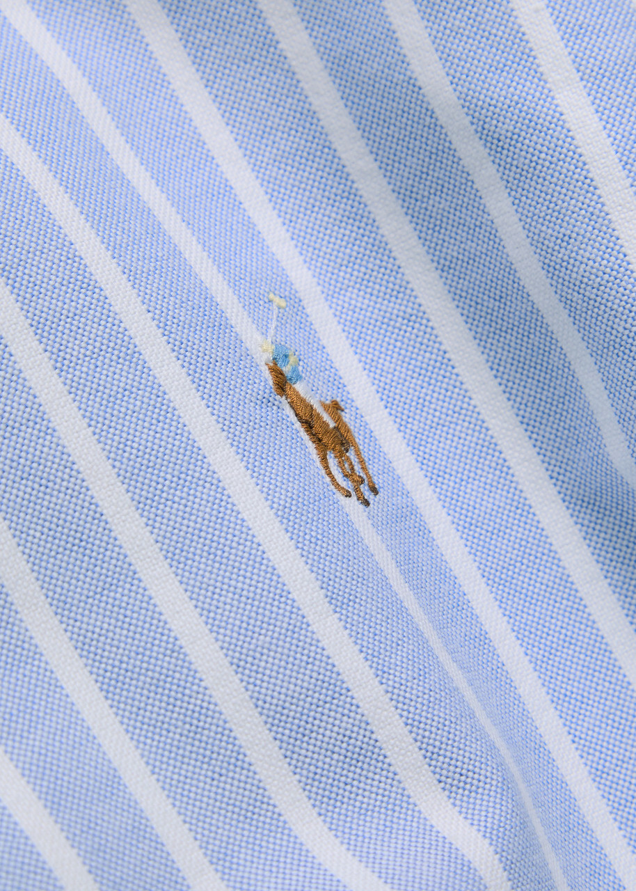 Polo Ralph Lauren Striped Belted Cotton Midi Shirt Dress Blue