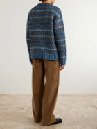LOEWE - Logo-Intarsia Wool-Blend Sweater - Blue