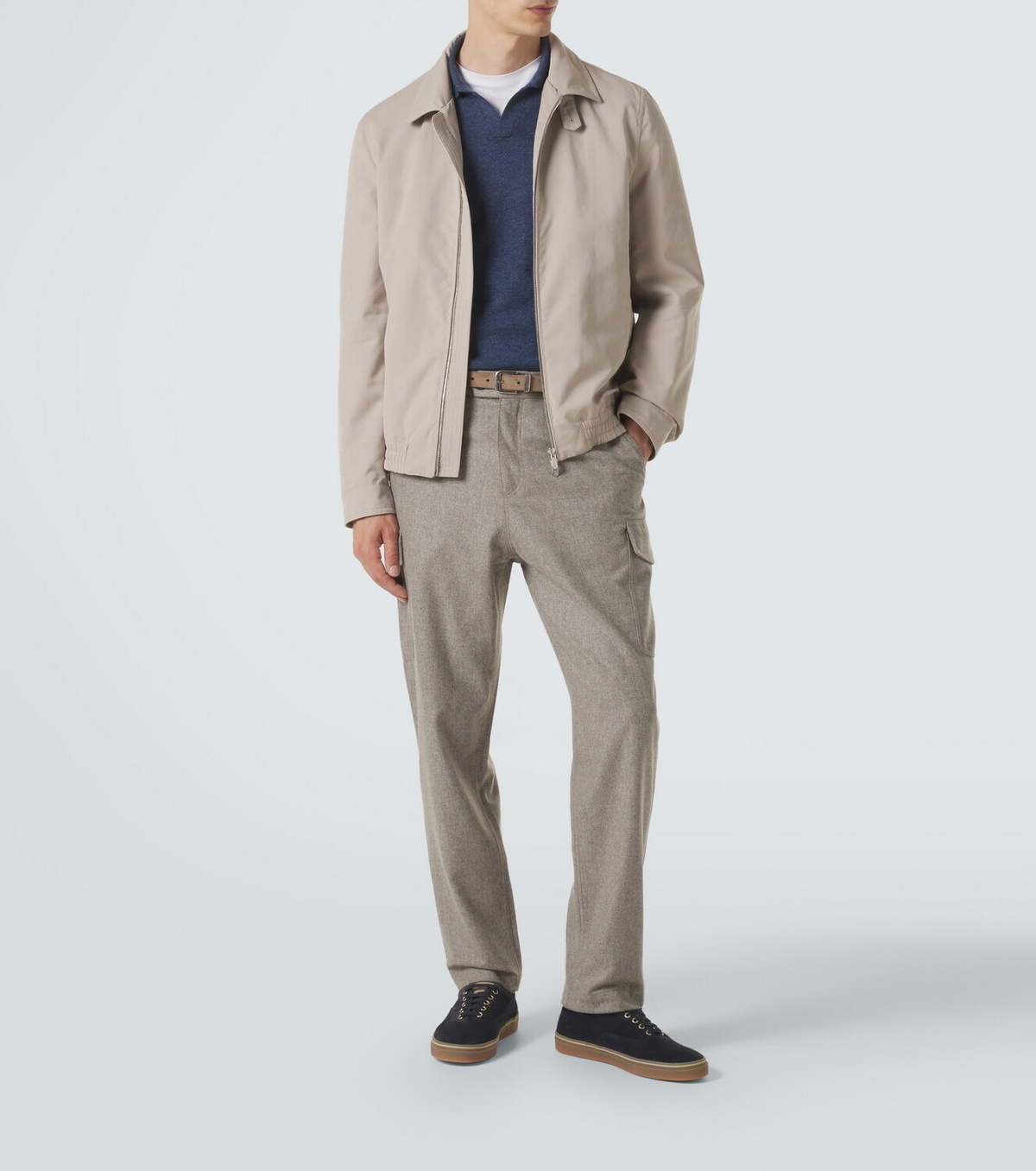 Brunello Cucinelli Leather-trimmed suede sneakers
