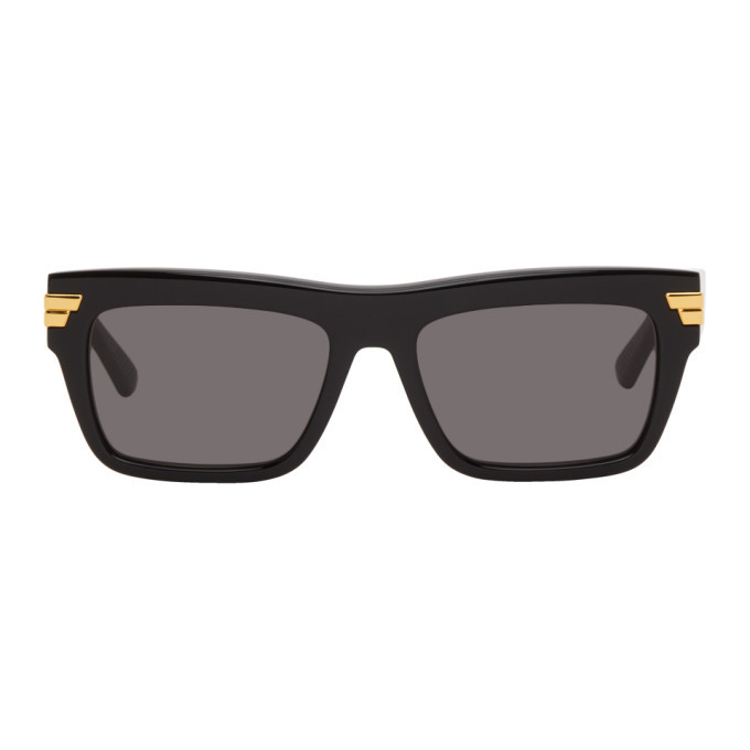 Photo: Bottega Veneta Black Rectangular Sunglasses