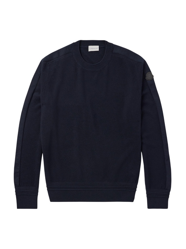 Photo: Moncler - Logo-Appliquéd Wool Sweater - Blue