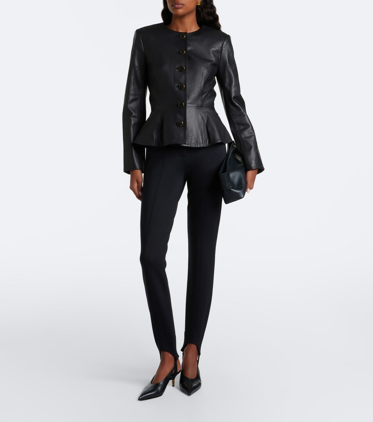 Veronica Beard Quinn peplum leather jacket