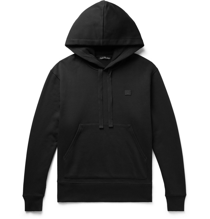 Photo: Acne Studios - Ferris Logo-Appliquéd Fleece-Back Cotton-Jersey Hoodie - Black