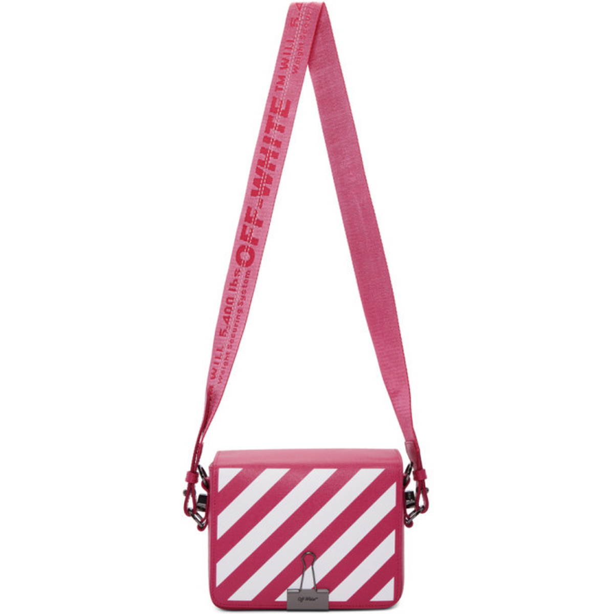 Off-White™ Pink & White Diagonal Stripe Bag