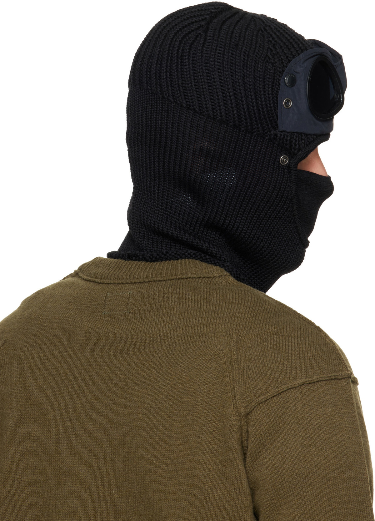 C.P. Company Black Extrafine Merino Wool Goggle Balaclava