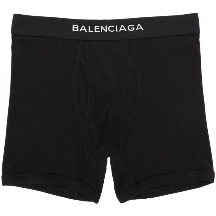 Photo: Balenciaga Three-Pack Black Logo Boxer Briefs