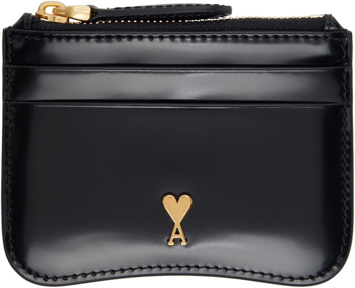 AMI Paris Black Paris Paris Zipped Card Holder