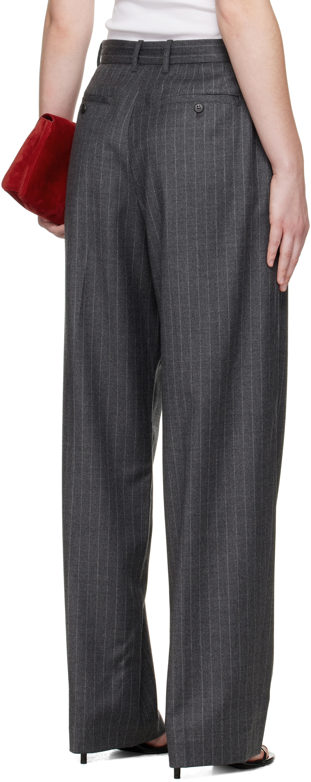 R2W Gray Lopez Striped Trousers
