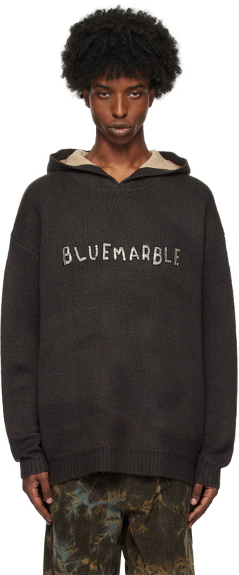 Photo: BLUEMARBLE Brown Embroidered Knitted Hoodie