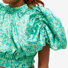 Rotate Women's Puff Sleeve Top in Clematis Blue Combi