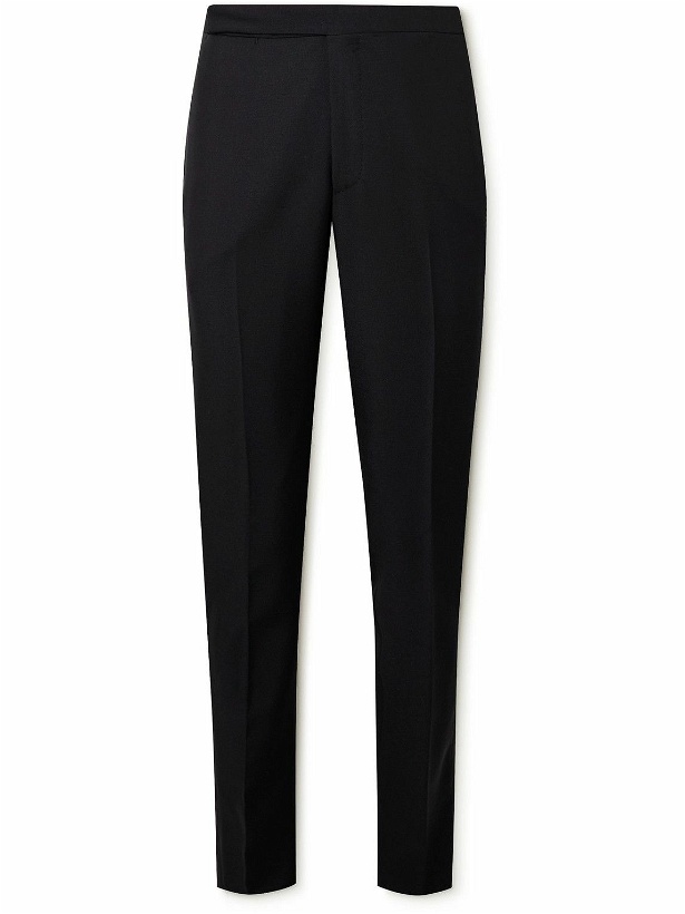 Photo: De Petrillo - Slim-Fit Straight-Leg Wool and Mohair-Blend Tuxedo Trousers - Black